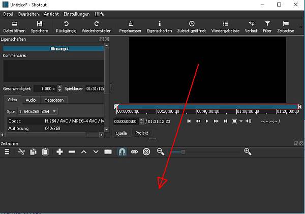 shotcut Film schneiden